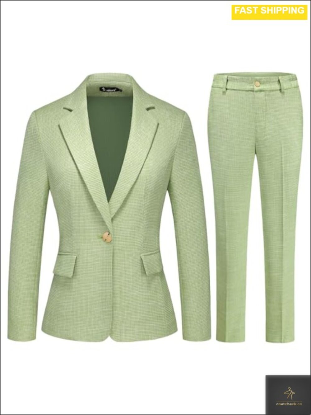 Women's 2 Piece Pants Suit Set Plaid Houndstooth Blazer Business